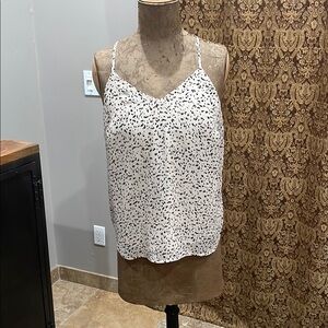 Chic White and Cream Fitted Camisole with Playful Dots